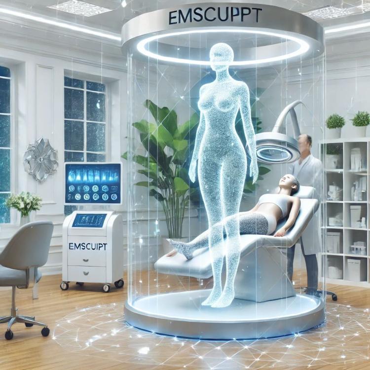 DALL·E 2024-12-16 22.46.20 - An innovative Emsculpt clinic with cutting-edge technology, showing a patient receiving treatment to sculpt their body. The setting is bright, modern,.jpeg